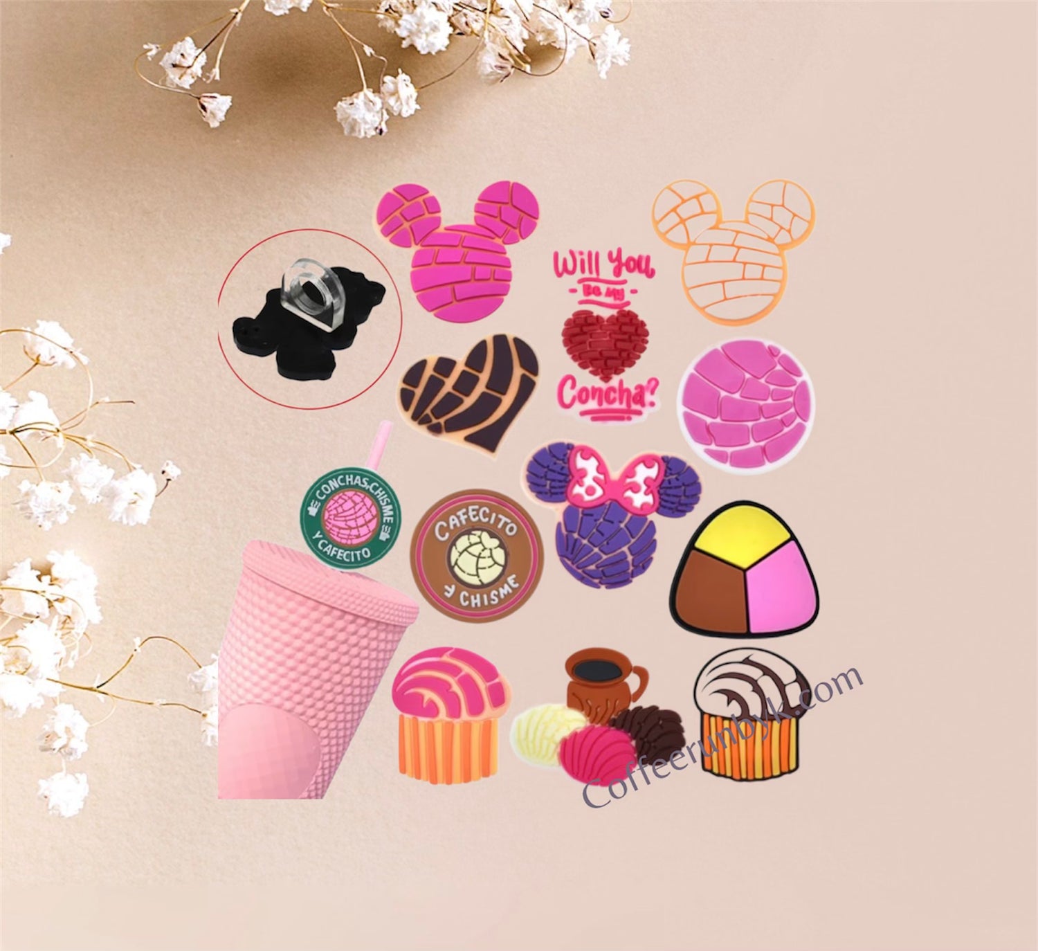 Cafecito Y Chisme, Straw Charms, Cute Straw Toppers, Pan Dulce