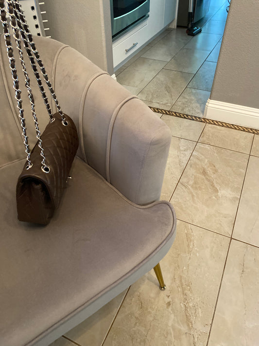 Chocolate dark Brown classic shoulder bag soft leather silver chain