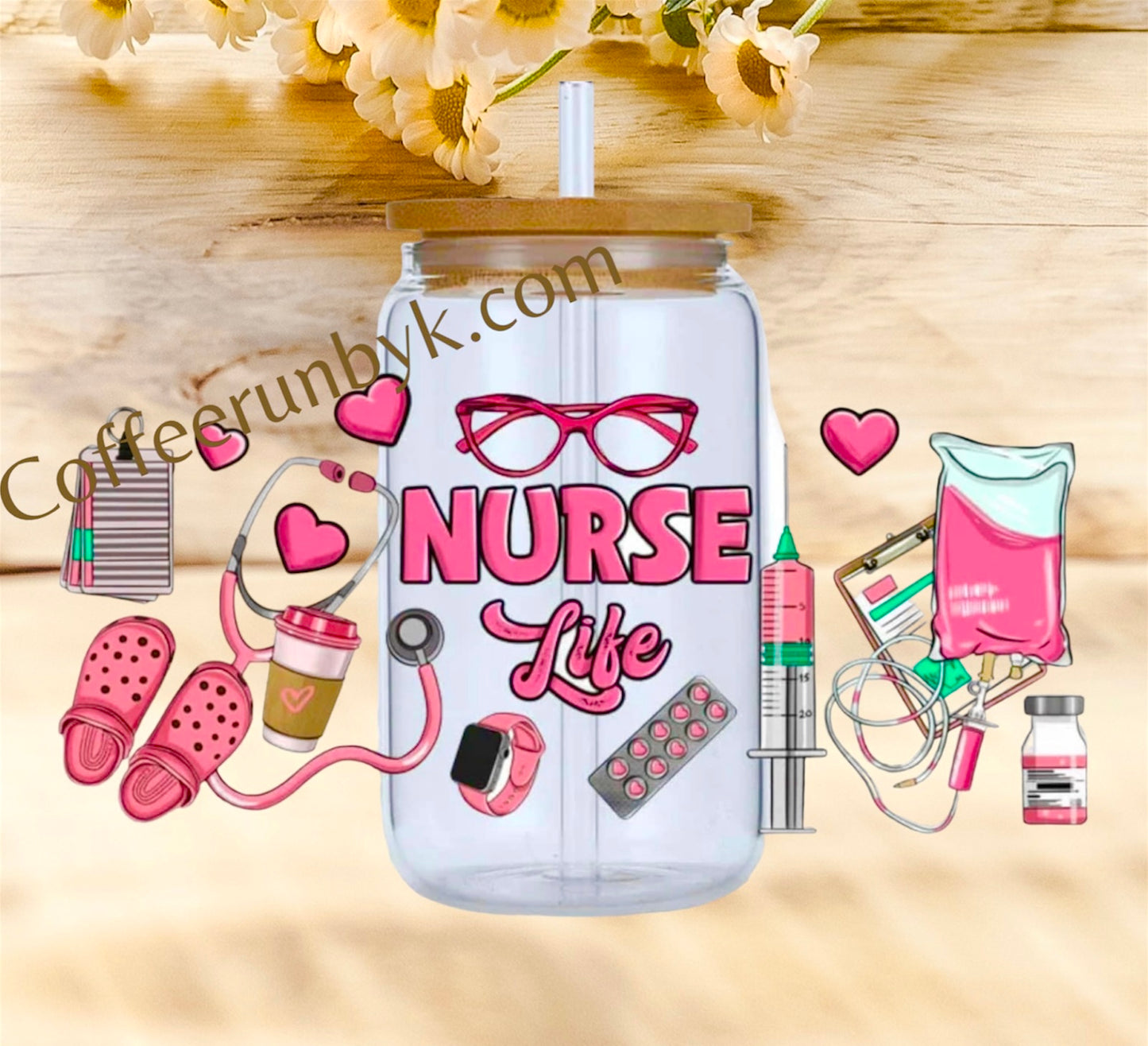 Nurse pink UV DTF 16oz